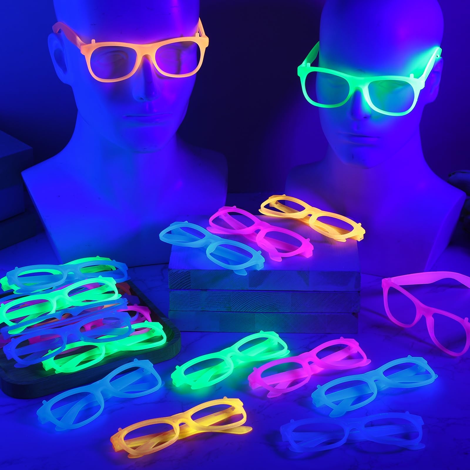 2/24pcs Glow-in-the-Dark Neon  - Glow In The Dark Party Glasses ulasan dan harga