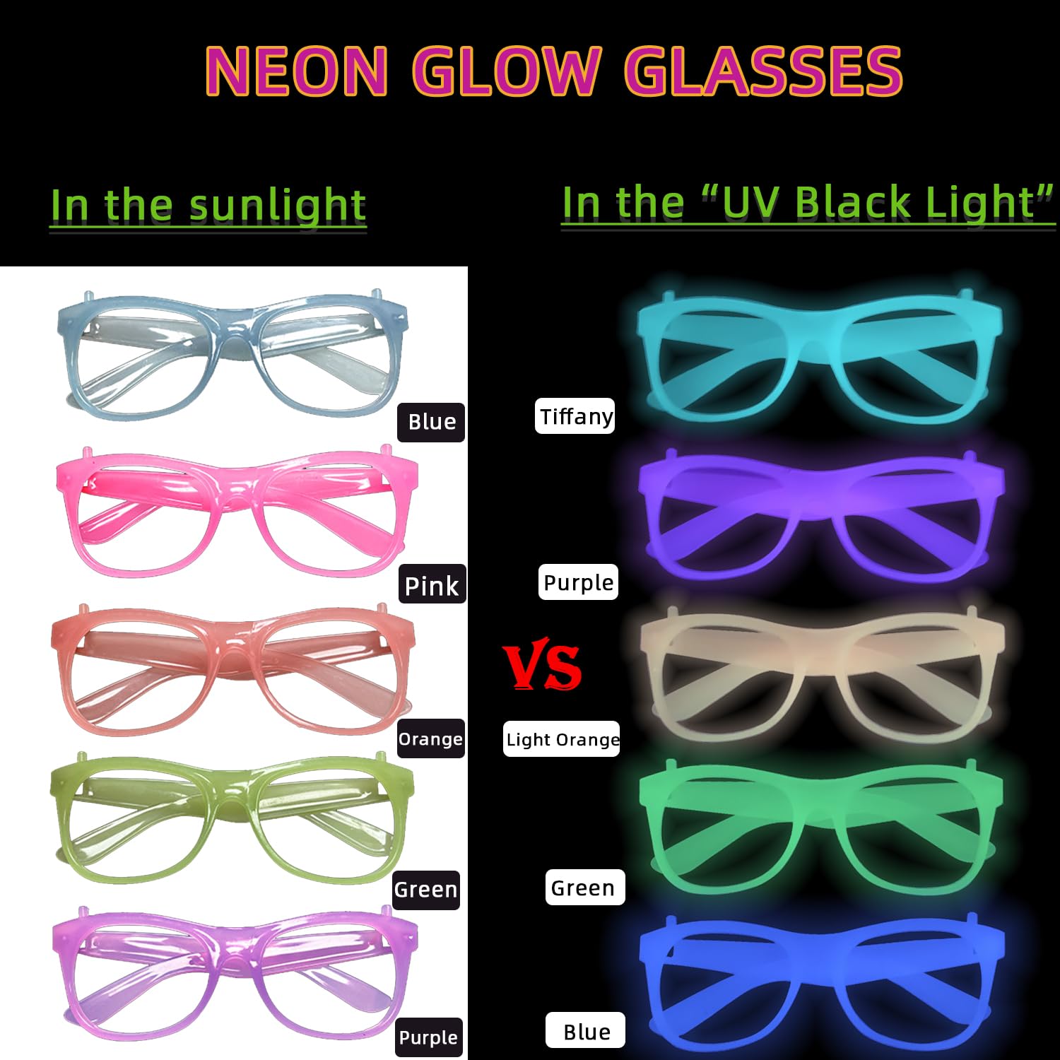 2/24pcs Glow-in-the-Dark Neon  - Glow In The Dark Party Glasses ulasan dan harga
